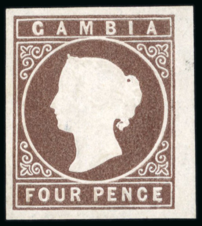Stamp of Gambia 1869-72 4d. brown, no wmk, large margins all round