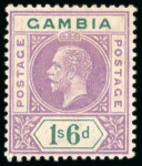 Stamp of Gambia 1912-22 1/6d. fine OG, variety SPLIT A; scarce.