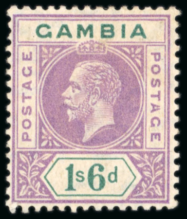 Stamp of Gambia 1912-22 1/6d. fine OG, variety SPLIT A; scarce.