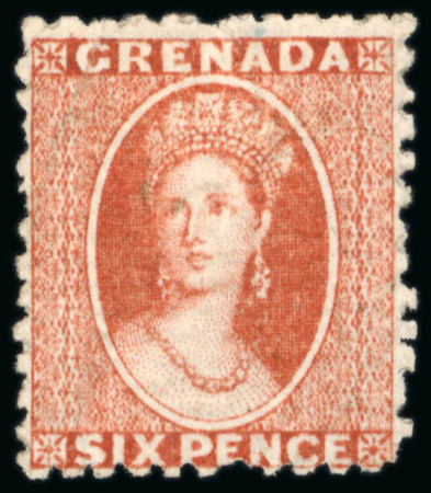 Stamp of Grenada 1861-62 6d. lake-red plate proof of un-issued status,