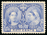 Stamp of Canada 1897 Jubilee 50c. ultramarine, mint NH; fresh and fine.