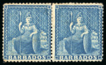 Stamp of Barbados 1872 1d. blue, clean cut Perf 14.5-15.5 mint horizontal