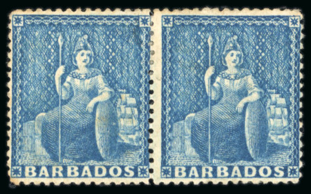 Stamp of Barbados 1872 1d. blue, clean cut Perf 14.5-15.5 mint horizontal