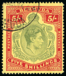 Stamp of Bermuda 1938-53 5/- green and red on yellow, variety GASH in