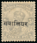Stamp of Indian States » Gwalior Gwalior: 1913-23 3p. pale grey variety lower line Hindi
