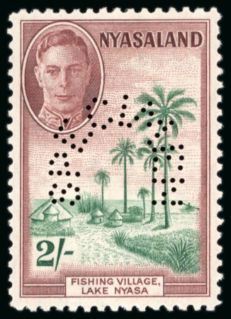 Stamp of Nyasaland 1945 1/2d. to 20/- set of 14, perforated "SPECIMEN"