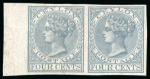 Stamp of Ceylon 1872-80 4c. grey IMPERF PAIR of proof status on gummed,