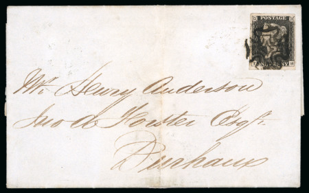 Stamp of Great Britain » 1840 1d Black and 1d Red plates 1a to 11 1841 (Apr. 16) entire letter from the North Durham