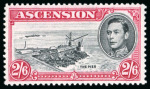 Stamp of Ascension 1938-53 2/6d. black and deep carmine, with DAVIT FLAW;