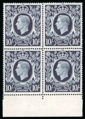 Stamp of Great Britain » King George VI 1939 10/- dark blue marginal block of four from the