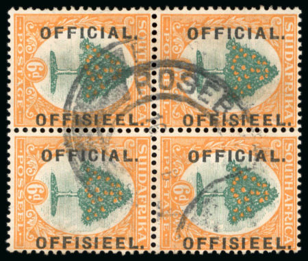 Stamp of South Africa » Union & Republic of South Africa 1926 6d. green and orange Official, used block of four