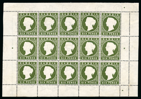 Stamp of Gambia 1886-93 6d deep bronze-green wmk CA (sideways) complete
