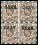 Stamp of South Africa » Orange Free State Railway Official. 1905 2d brown mint block of four