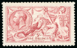 Stamp of Great Britain » King George V » 1913-19 Seahorse Issues 1915-De La Rue 5/- pale carmine (worn plate) fine mint