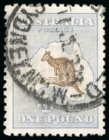 Stamp of Australia » Commonwealth of Australia 1915-27 £1 chocolate and milky blue, variety broken