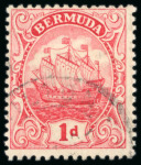 Stamp of Bermuda 1910-25 1d. rose-red variety WATERMARK REVERSED very