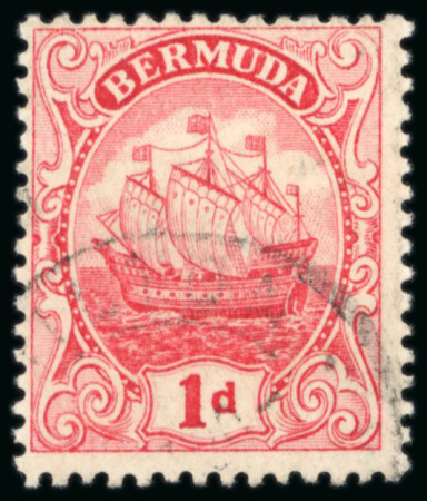 Stamp of Bermuda 1910-25 1d. rose-red variety WATERMARK REVERSED very