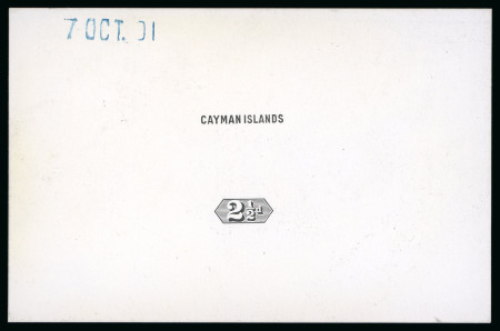 Stamp of Cayman Islands 1902 Die Proof of the name and 2 1/2d duty plate in