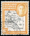 Stamp of Falkland Islands » Dependencies - General Issues 1946-49 6d. black and ochre, variety South Poke, fine