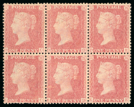 Stamp of Great Britain » 1854-70 Perforated Line Engraved 1864-79 1d. star pale red, pl. 43, DC-EE,  block of