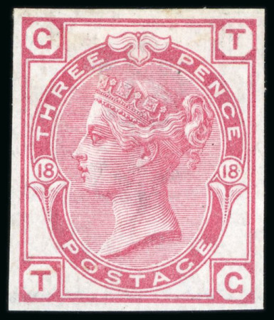 Stamp of Great Britain » 1855-1900 Surface Printed » 1873-80 Large Coloured Corner Letters 1875 3d. rose pl.18 imprimatur, mint o.g., very fine