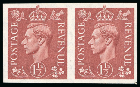 Stamp of Great Britain » King George VI 1937-47 1 1/2d. light brown imperforate pair of imprimaturs,