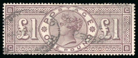Stamp of Great Britain » 1855-1900 Surface Printed » 1883-84 & 1888 High Values 1884 £1 brown-lilac, CB, fine used, good colour.