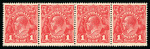 Stamp of Australia » Commonwealth of Australia 1914-20 1d. carmine-red, horizontal strip of four,