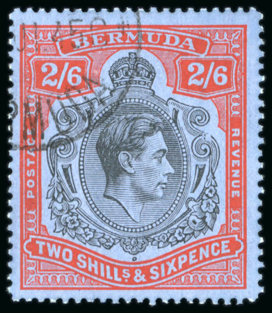 Stamp of Bermuda 1938-53 2/6d. 2s6d black and red on grey-blue,  Variety