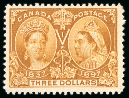 Stamp of Canada 1897 Jubilee $3 bistre; fine mint OG. Scarce.