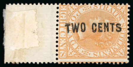 Stamp of Malaysia » Straits Settlements 1883 2c. on 8c. orange from the foot of the sheet,