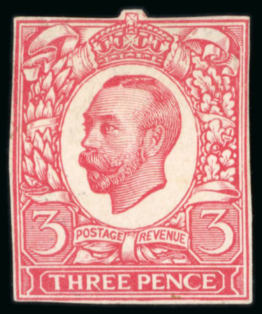 Stamp of Great Britain » King George V » 1911-12 Downey Head Issues 1911 3d Colour Trial. with white background to head