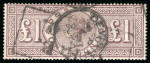 Stamp of Great Britain » 1855-1900 Surface Printed » 1883-84 & 1888 High Values 1888 £1 brown-lilac wmk ORBS (small fault bottom left);