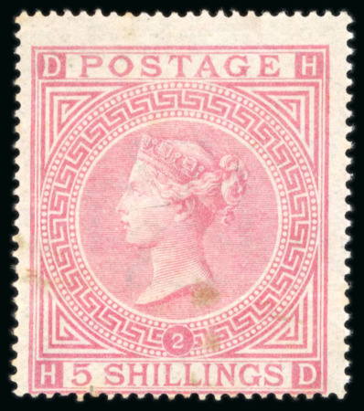 Stamp of Great Britain » 1855-1900 Surface Printed » 1867-83 High Values 5s Plate 2 Mint (brown mark in centre) (S.G. £15'000)