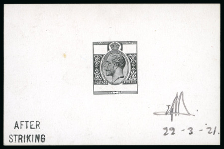 Stamp of British Solomon Islands 1913 KGV master die proof from De La Rue striking book