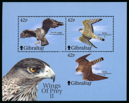 Stamp of Gibraltar Birds M/S IMPERF BOTTOM STAMP Superb mint n.h. Very RARE (S.G. £1'200)