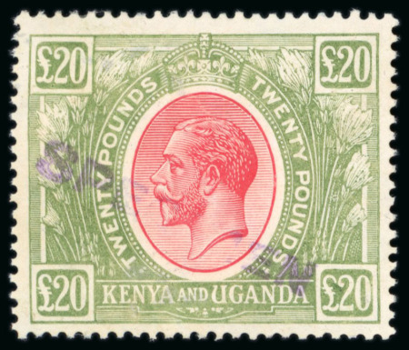 Stamp of Kenya, Uganda and Tanganyika » Kenya, Uganda and Tanganyika 1922-27 KGV £20 red and green with "SPECIMEN" local hs