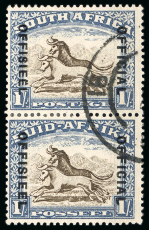 Stamp of South Africa » Union & Republic of South Africa Officials: 1935-39 1s brown & chalky blue, type O2 ovpt reading downwards, with diaeresis on second "E" of "OFFISIEEL"on English stamp