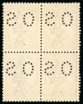Stamp of Australia » Commonwealth of Australia Officials: 1914 9d violet, wmk type 2, "OS" type 2, in mint l.h. block of four,