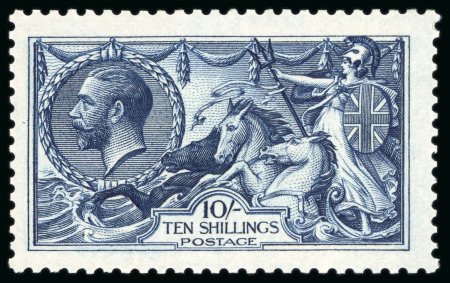 Stamp of Great Britain » King George V » 1913-19 Seahorse Issues 10s Indigo blue N69 (1) Waterlow Seahorse Superb mint n.h.