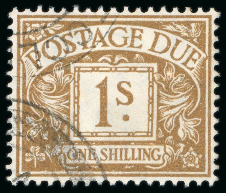 Stamp of Great Britain » Postage Dues 1951-54 KGVI 1s ochre with wmk sideways-inverted variety used