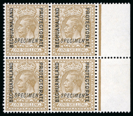 Stamp of Bechuanaland » Bechuanaland Protectorate 1913-24 wmk Simple Cypher 1/2d to 1s (lacking the 1 1/2d) overprinted "SPECIMEN" in mint n.h. blocks of 4