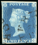 Stamp of Great Britain » 1840 2d Blue (ordered by plate number) 1840 2d blue pl.2 QC, four margins, Dorchester town