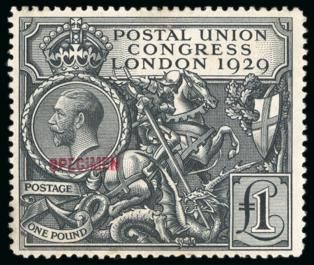 Stamp of Great Britain » King George V » 1924-36 Issues 1929 PUC One Pound Overprinted SPECIMEN Very lightly mint