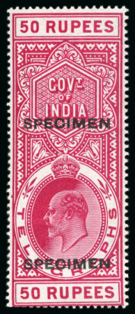 Stamp of India » Telegraph Stamps 1904 KEVII 1a to 50R set of ten overprinted "SPECIMEN" type T13