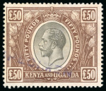 Stamp of Kenya, Uganda and Tanganyika » Kenya, Uganda and Tanganyika 1922-27 KGV £50 black & brown with local "SPECIMEN" hs, mint n.h.