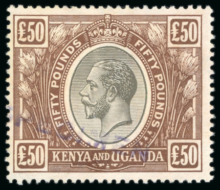 Stamp of Kenya, Uganda and Tanganyika » Kenya, Uganda and Tanganyika 1922-27 KGV £50 black & brown with local "SPECIMEN" hs, mint n.h.