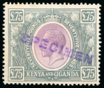 Stamp of Kenya, Uganda and Tanganyika » Kenya, Uganda and Tanganyika 1922-27 KGV £75 purple & grey with "SPECIMEN" ovpt printed locally