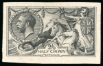 Stamp of Great Britain » King George V » 1913-19 Seahorse Issues 1913 2s6d Seahorse imperf. colour trial printed by Waterlow and Layton in black on thin ungummed paper