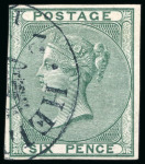 Stamp of Great Britain » 1855-1900 Surface Printed » 1855-57 No Corner Letters 1856 6d Colour trial. Very fine imperforate example
